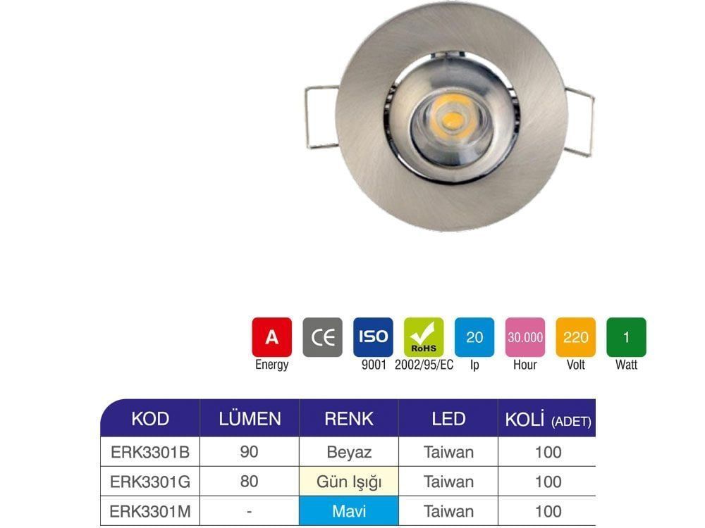 Erkled 1W Hareketli Yıldız Spot Sarı 3000K