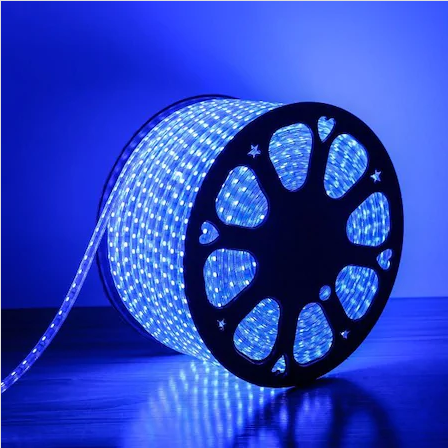 3 Çipli 220V Silikonlu Hortum Şerit Led Mavi