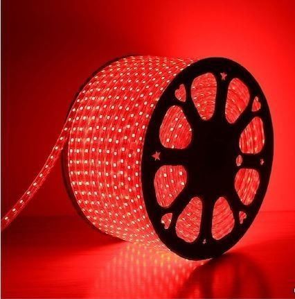 3 Çipli 220V Silikonlu Hortum Şerit Led Kırmızı