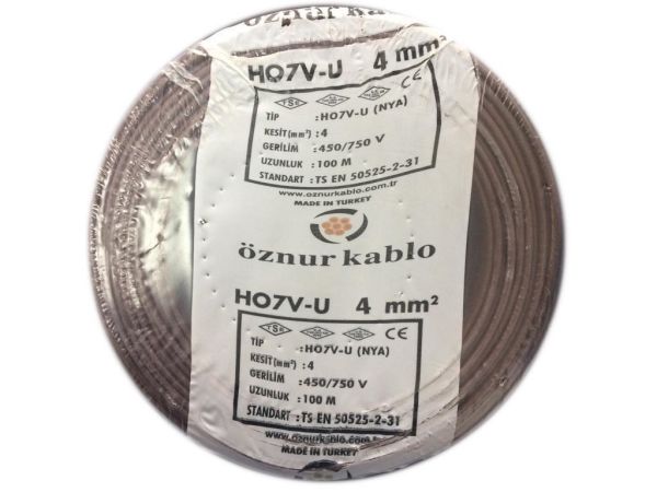 Öznur 4 mm  H07V-U NYA Kablo (100mt) Sarı Yeşil
