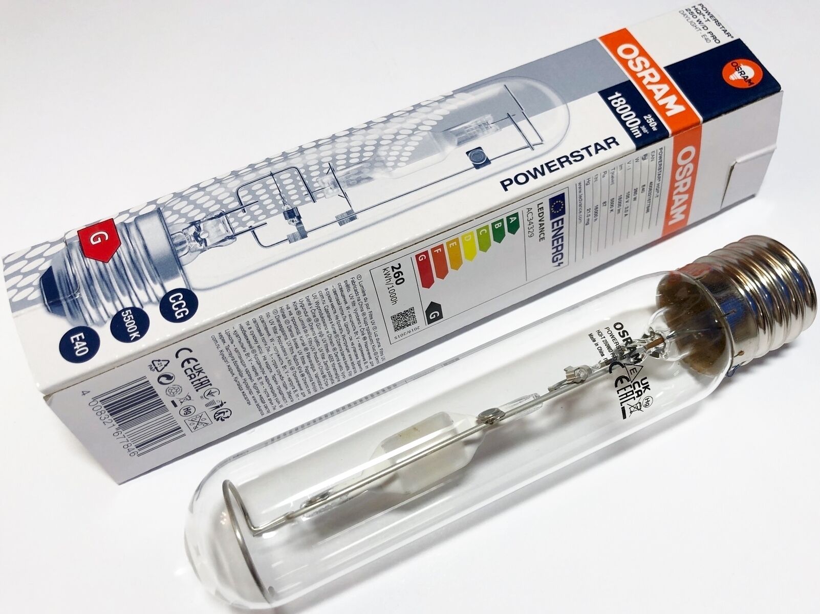 Osram Powerstar HQI-T 250W Pro Daylight E40 Metal Halide Ampul