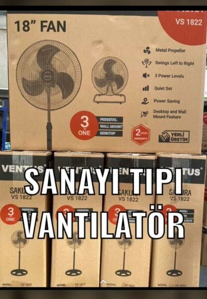 18'' Sanayi Tip Duvar Montajlı veya Ayaklı Vantilatör